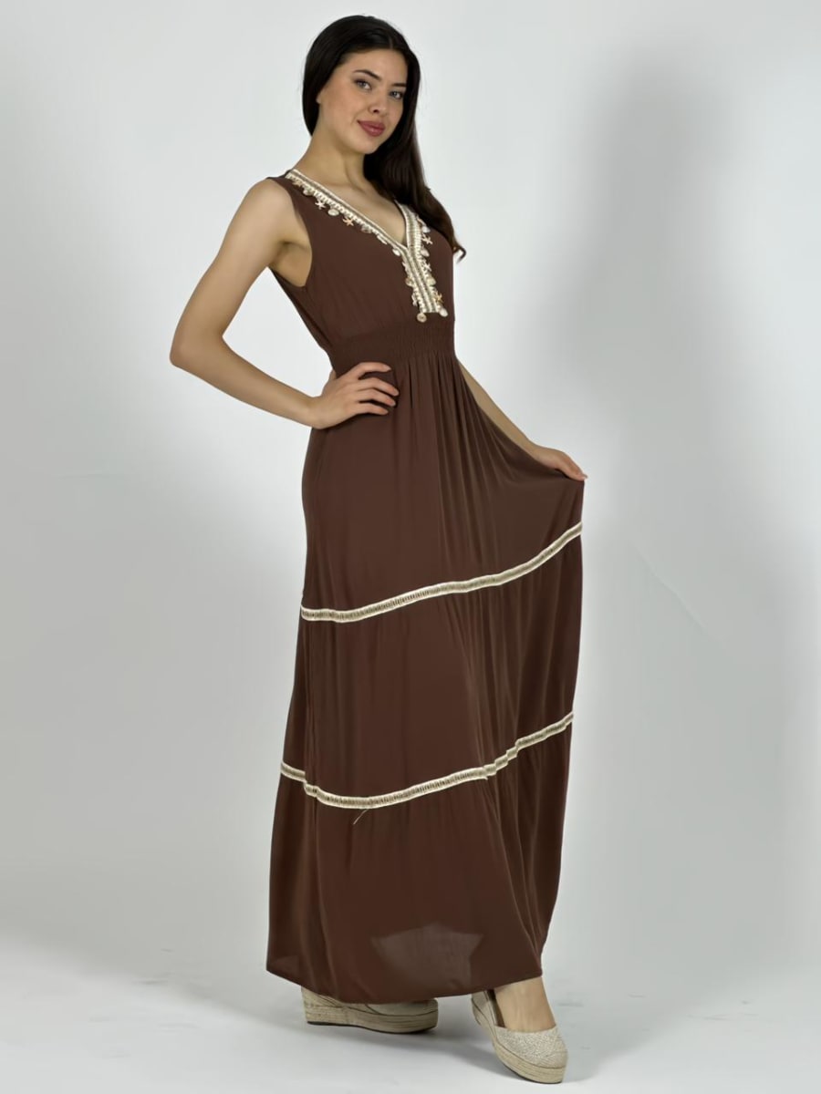 Vestido Bambula Boho Estrellas y Conchas A1-3611