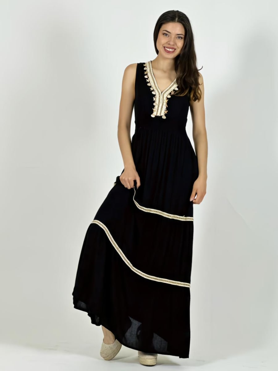 Vestido Bambula Boho Estrellas y Conchas A1-365