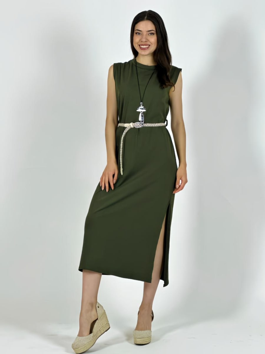 Vestido Algodon con Cinturon A3-8214