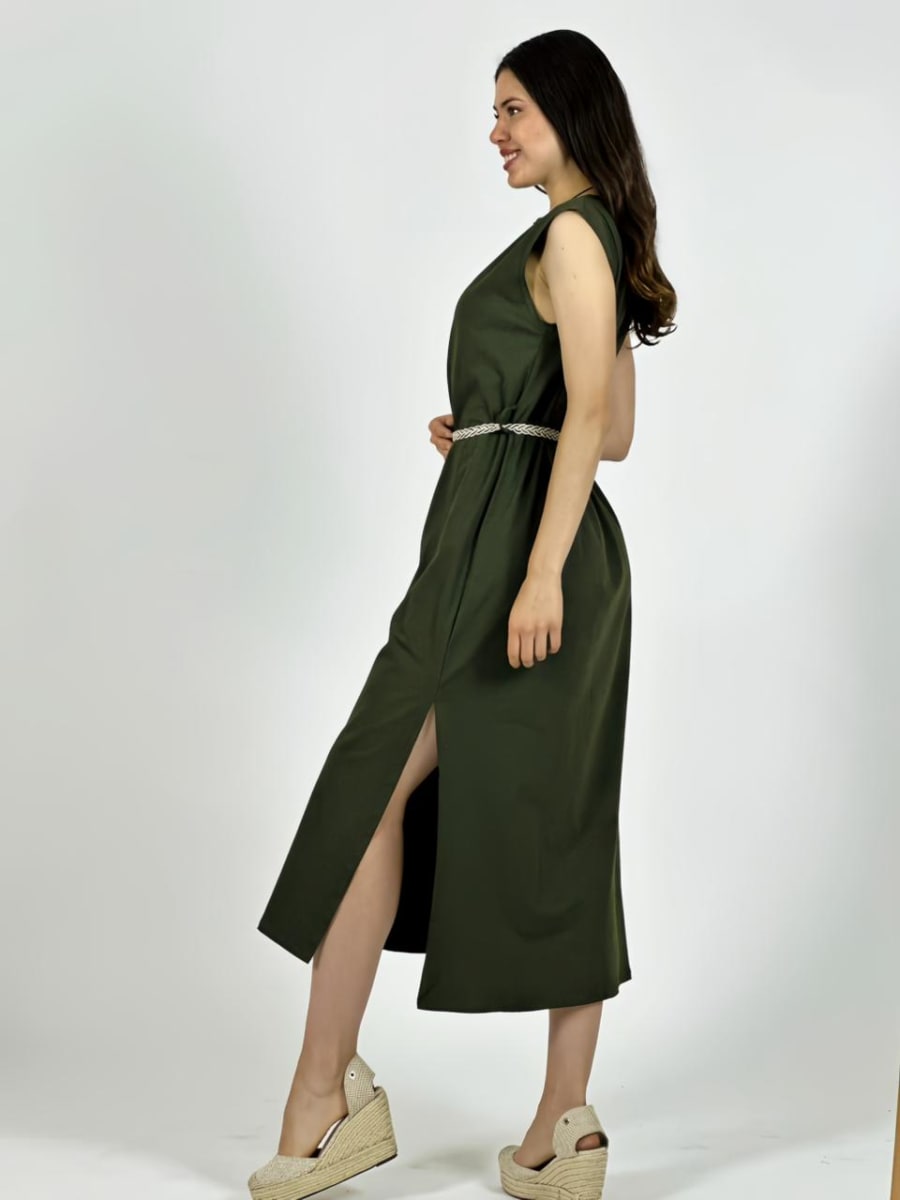 Vestido Algodon con Cinturon A3-8215