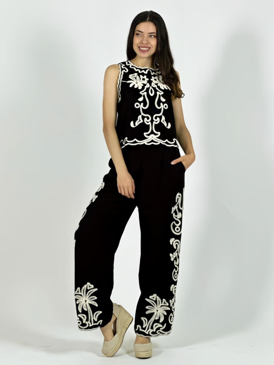 Conjunto de Lino Bordado A1-73