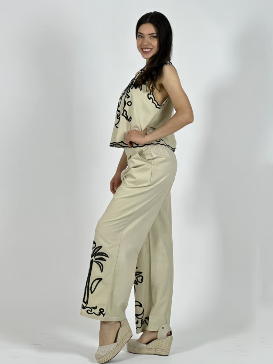 Conjunto de Lino Bordado A3-663