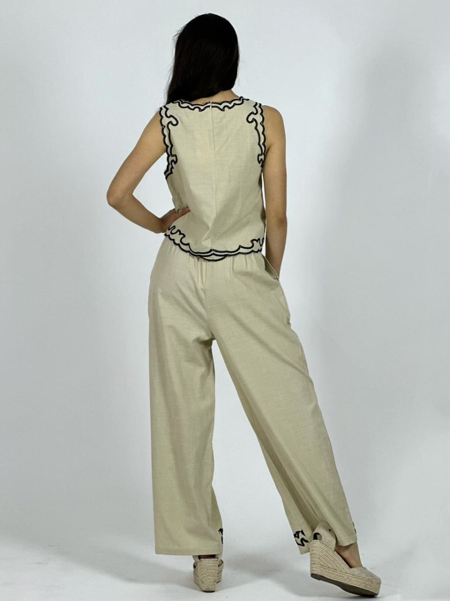 Conjunto de Lino Bordado A3-664