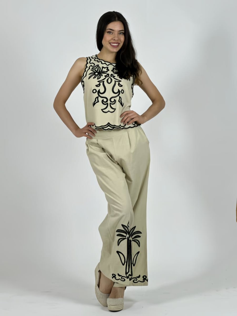 Conjunto de Lino Bordado A3-661