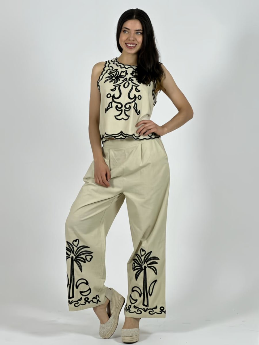 Conjunto de Lino Bordado A3-662