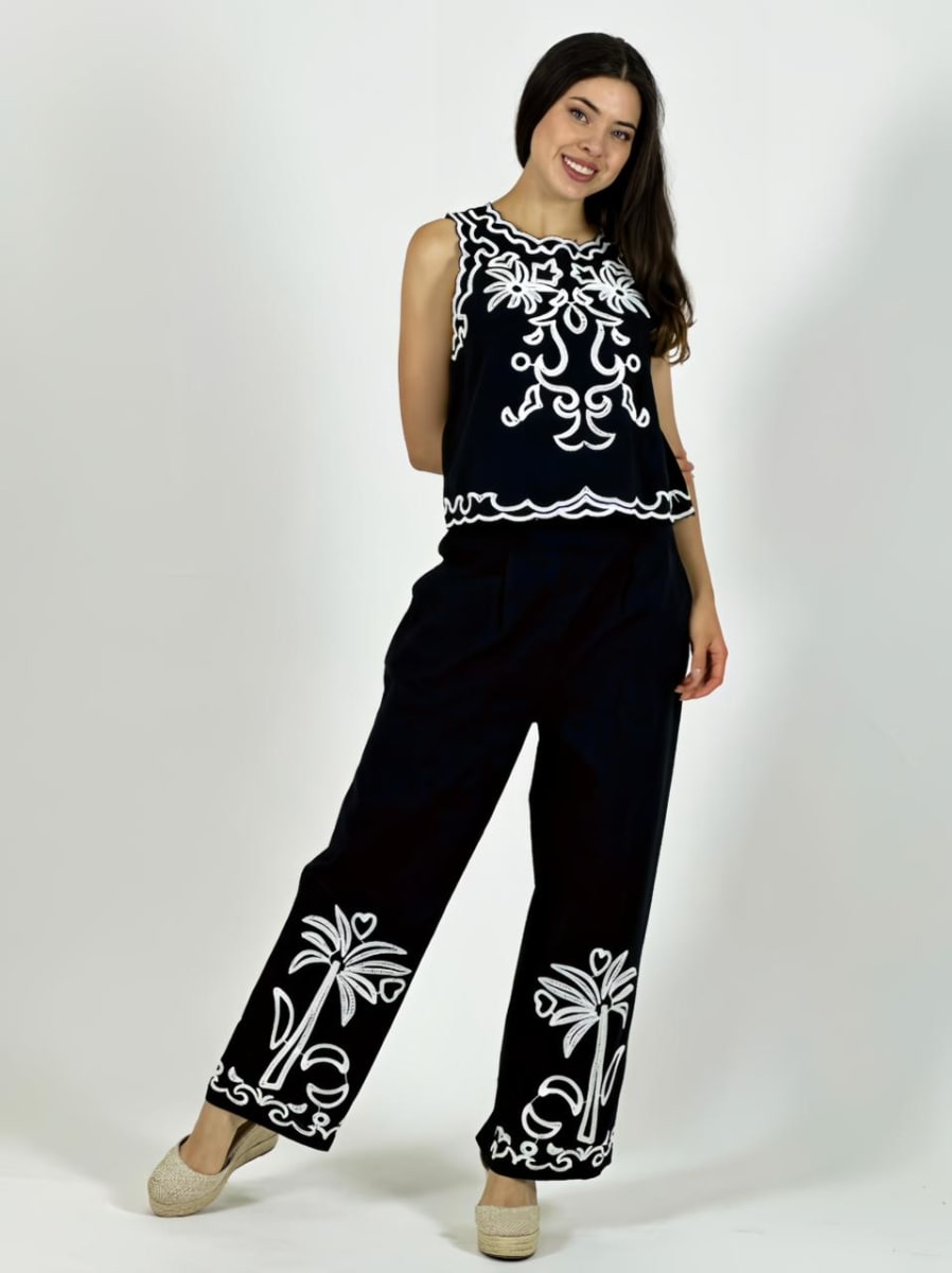 Conjunto de Lino Bordado A3-665
