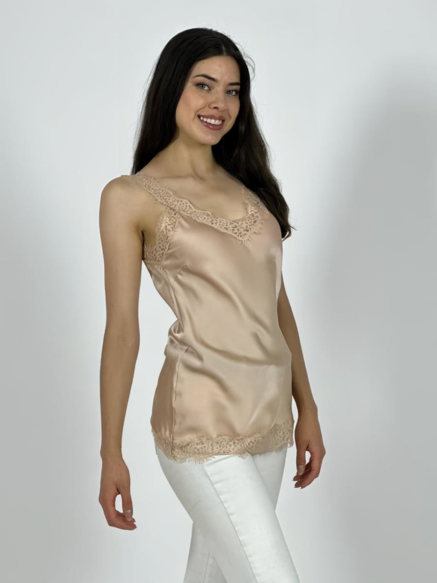 Polera Lencera Italiana Satin Gaza Tirantes A4-943