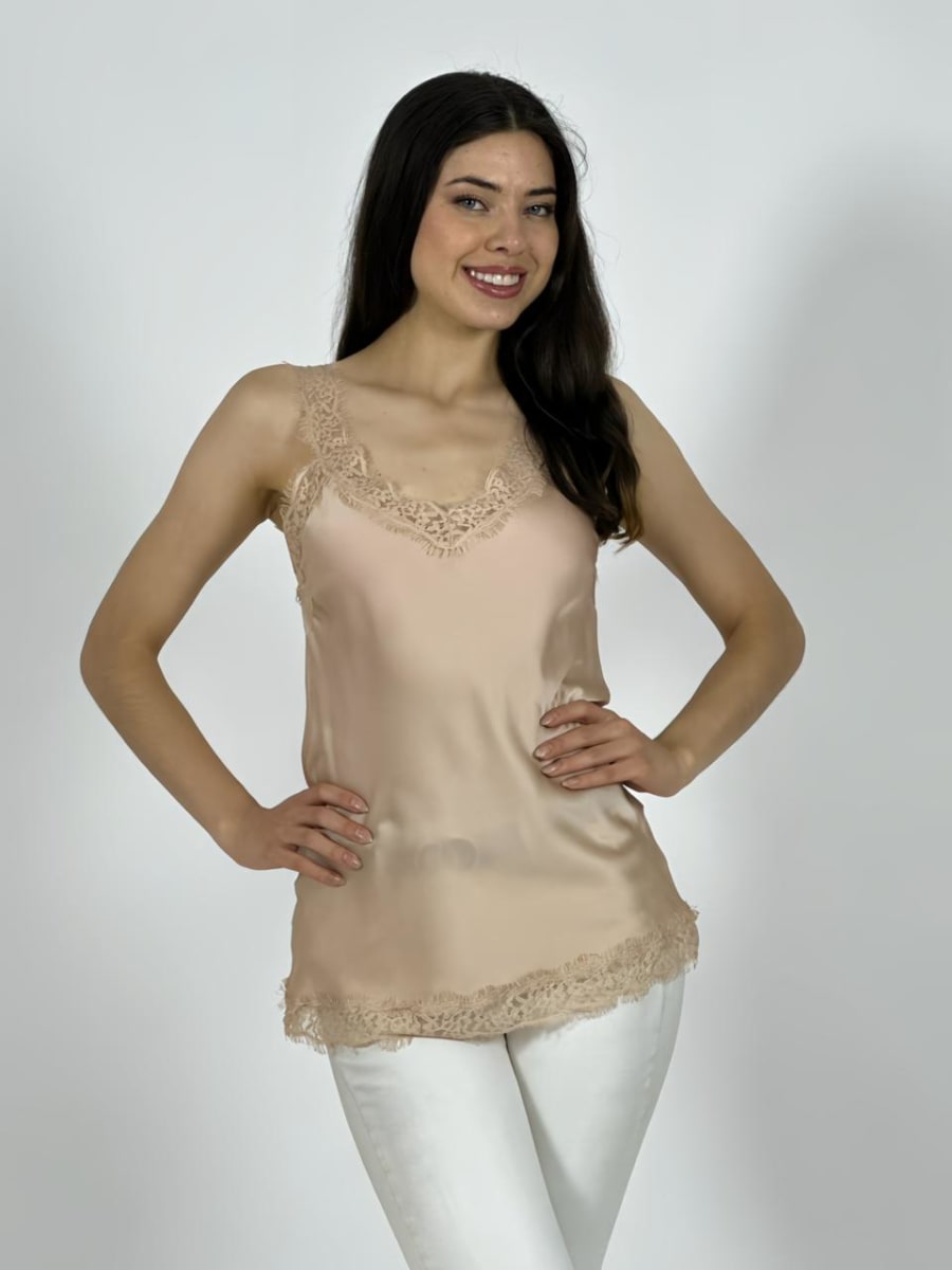 Polera Lencera Italiana Satin Gaza Tirantes A4-942