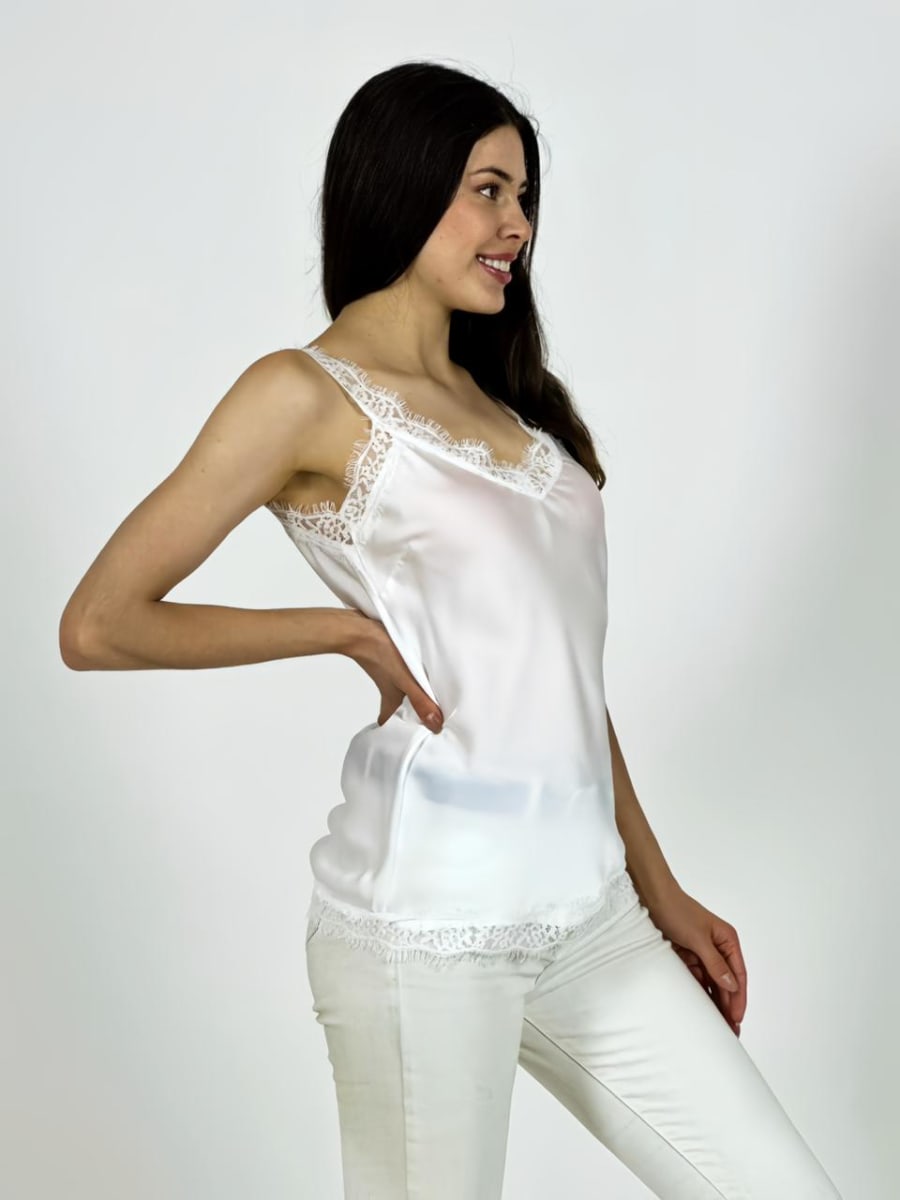 Polera Lencera Italiana Satin Gaza Tirantes A4-946