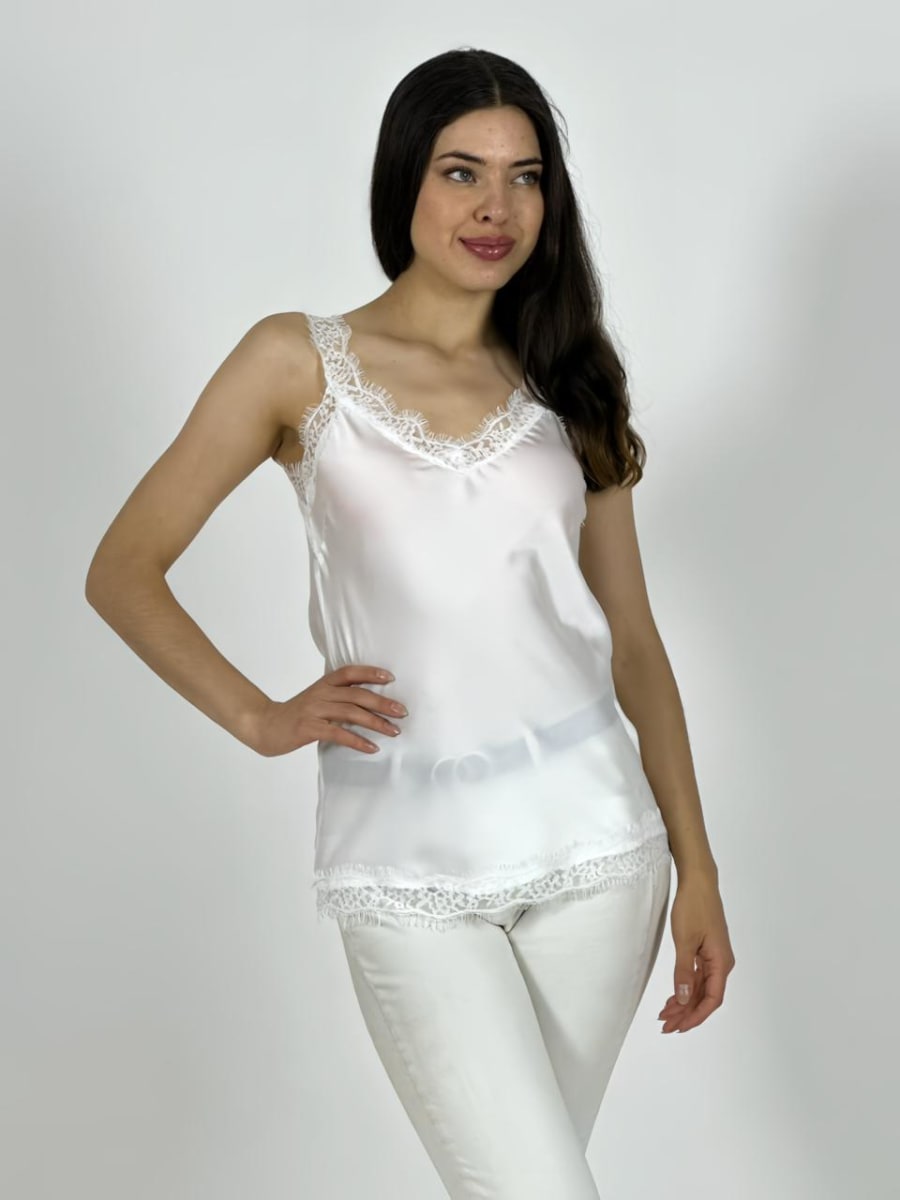 Polera Lencera Italiana Satin Gaza Tirantes A4-945