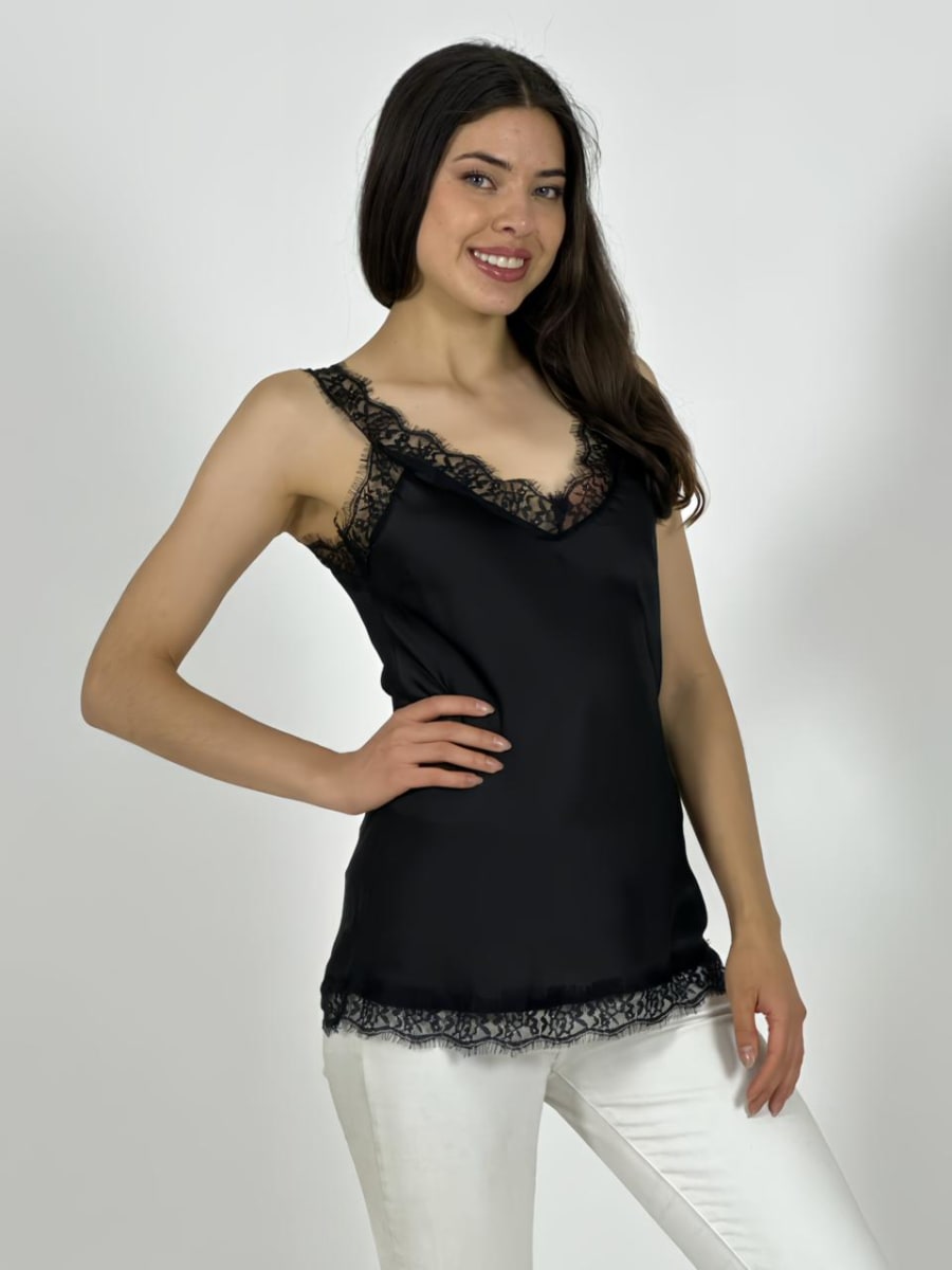 Polera Lencera Italiana Satin Gaza Tirantes A4-9410