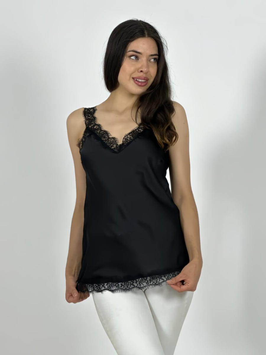 Polera Lencera Italiana Satin Gaza Tirantes A4-9411