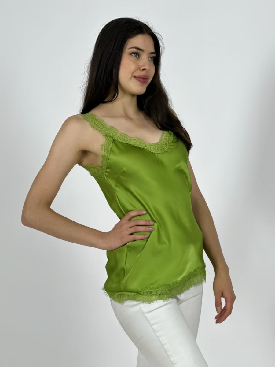 Polera Lencera Italiana Satin Gaza Tirantes A4-9417