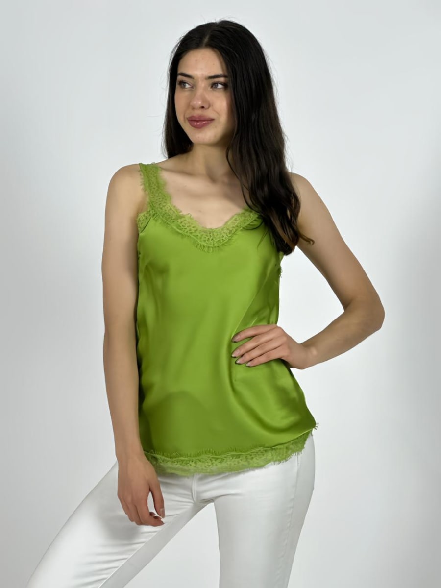 Polera Lencera Italiana Satin Gaza Tirantes A4-9418