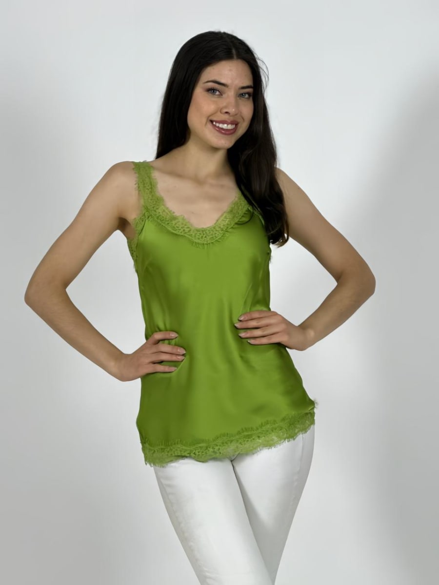 Polera Lencera Italiana Satin Gaza Tirantes A4-9416