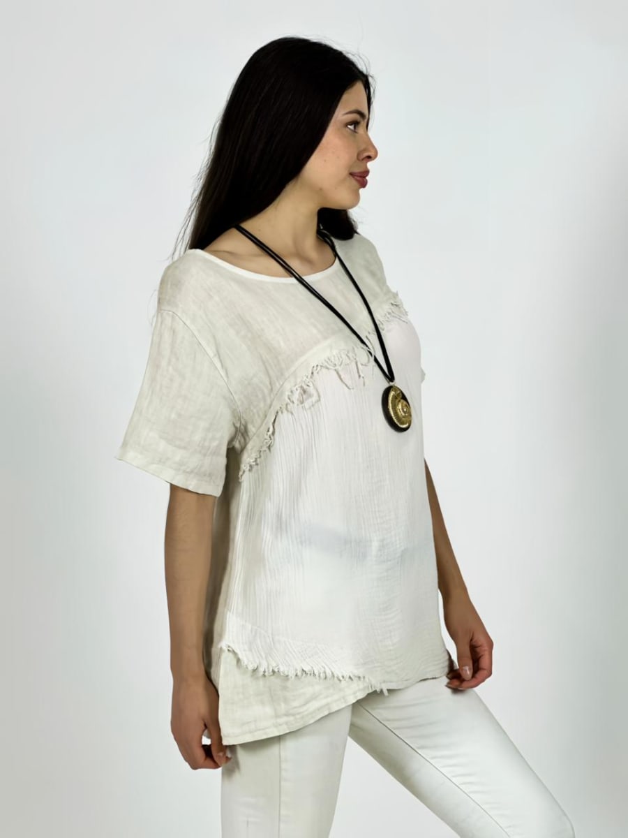 Polera Italiana Lino Costura Cruzada A1-234