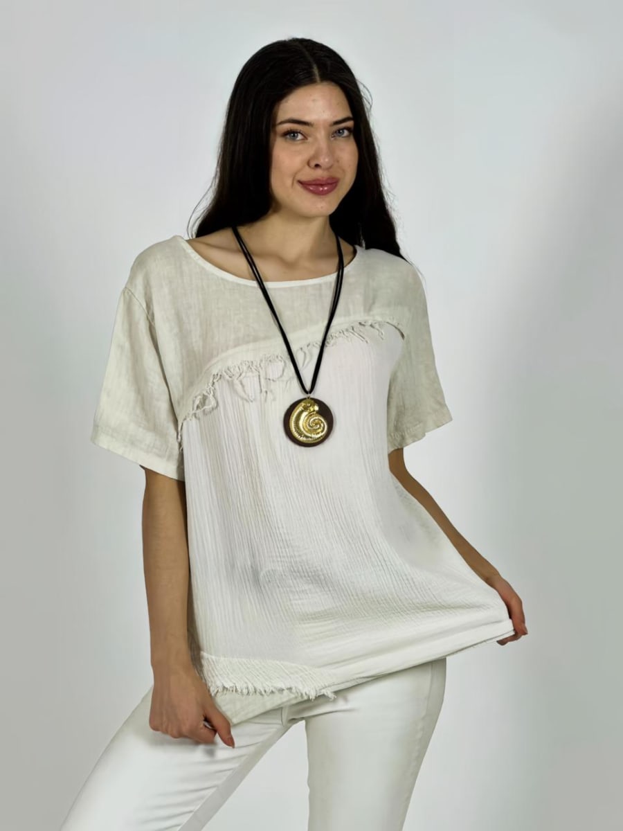 Polera Italiana Lino Costura Cruzada A1-231