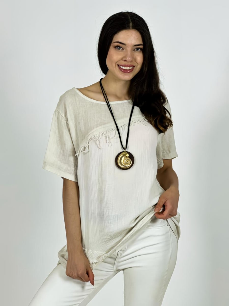 Polera Italiana Lino Costura Cruzada A1-232