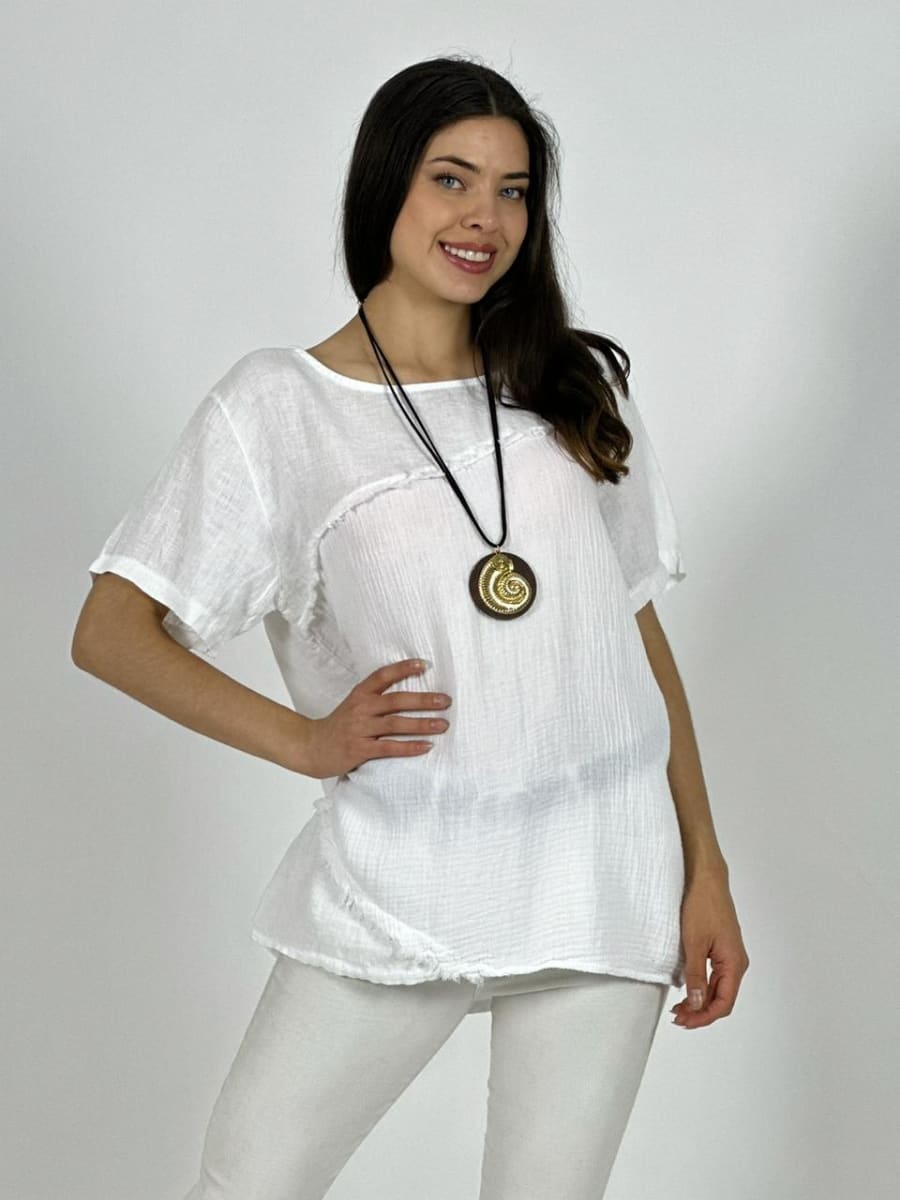 Polera Italiana Lino Costura Cruzada A1-2310
