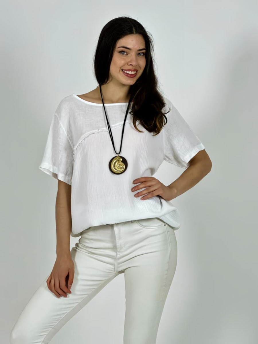 Polera Italiana Lino Costura Cruzada A1-2311