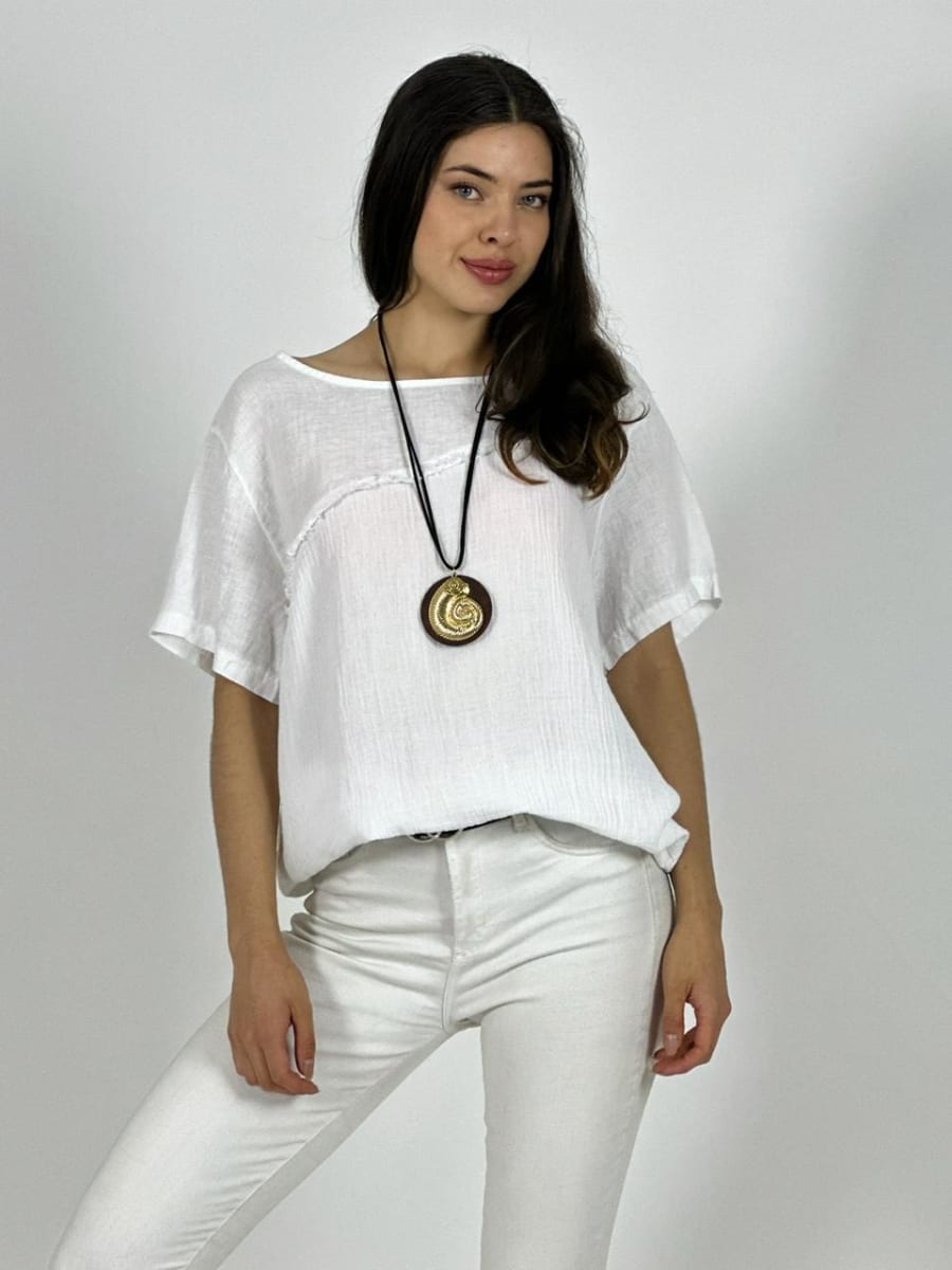 Polera Italiana Lino Costura Cruzada A1-239