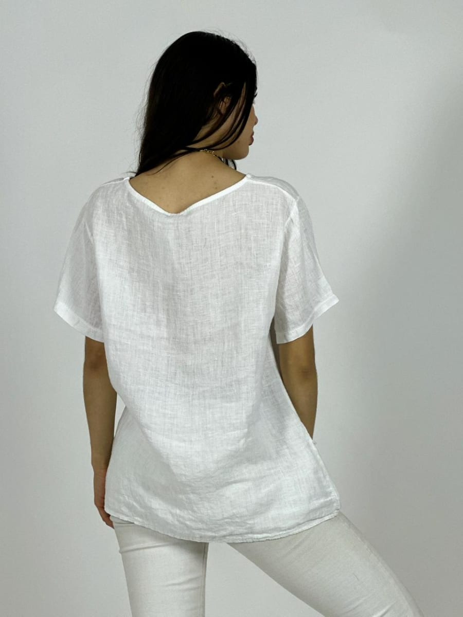Polera Italiana Lino Costura Cruzada A1-2312