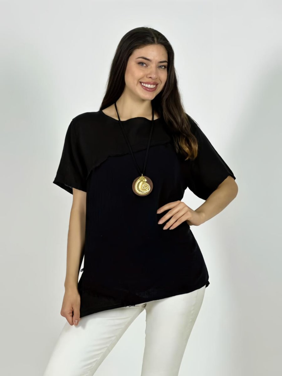 Polera Italiana Lino Costura Cruzada A1-2316