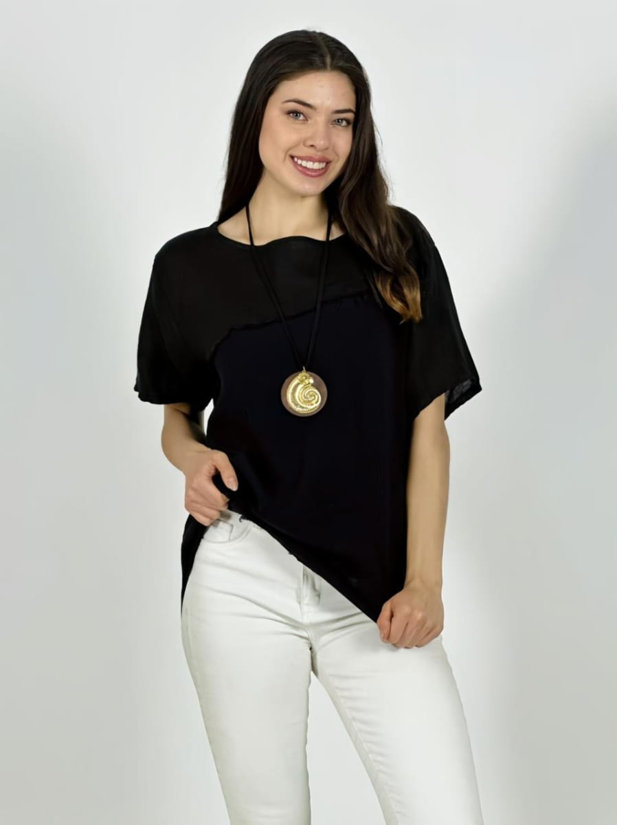 Polera Italiana Lino Costura Cruzada A1-2317