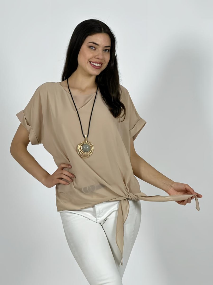 Blusa con Gaza Forrada Anudada A1-122