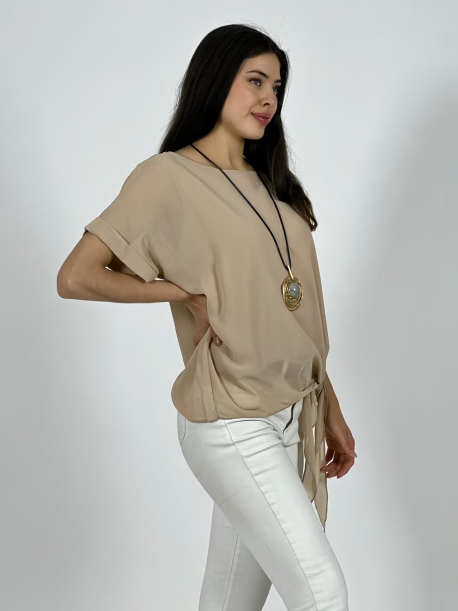 Blusa con Gaza Forrada Anudada A1-123