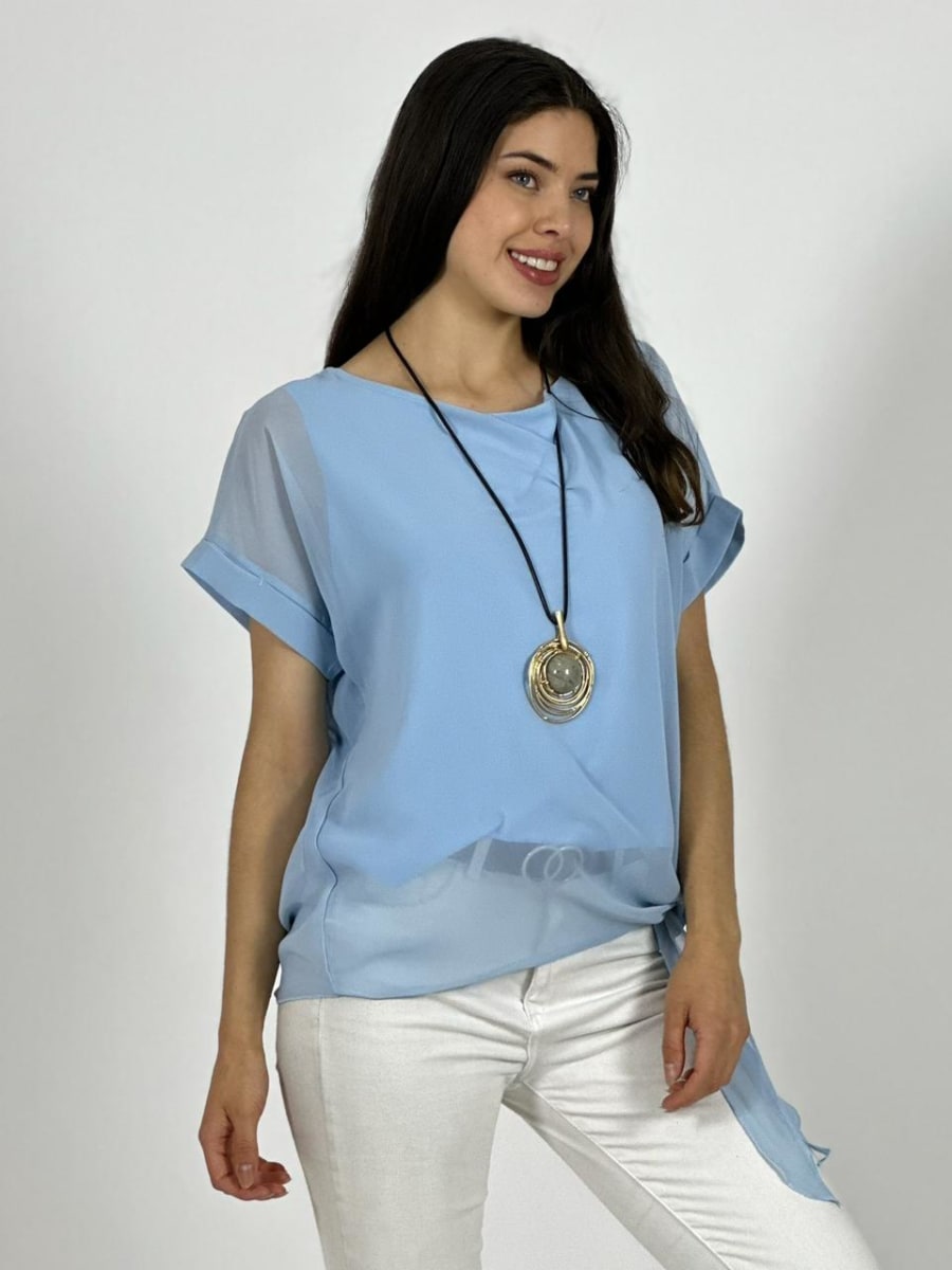 Blusa con Gaza Forrada Anudada A1-127