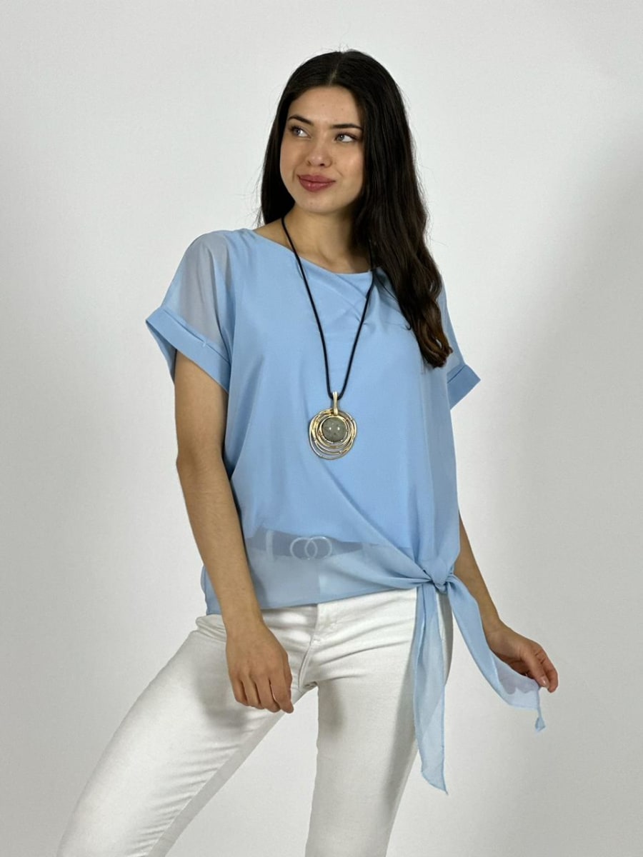 Blusa con Gaza Forrada Anudada A1-126