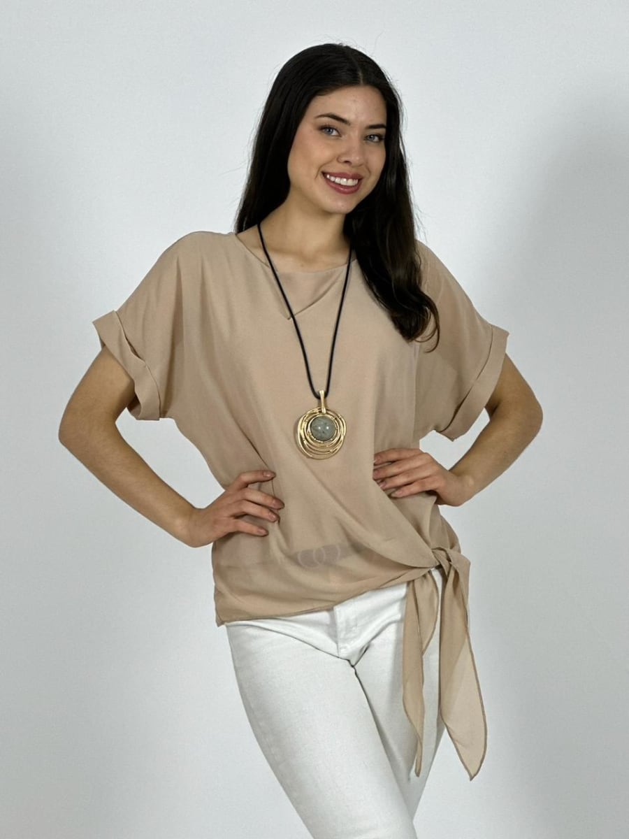 Blusa con Gaza Forrada Anudada A1-121
