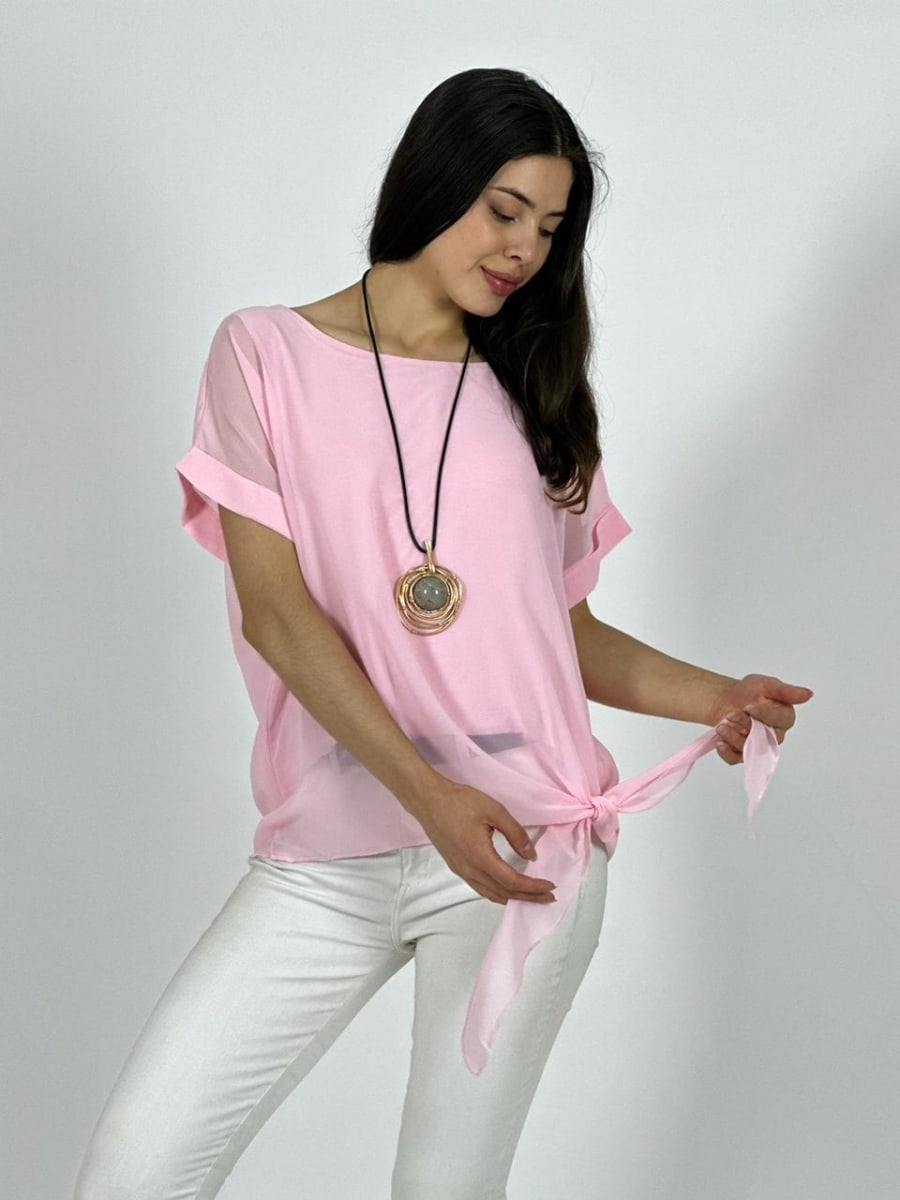 Blusa con Gaza Forrada Anudada A1-129