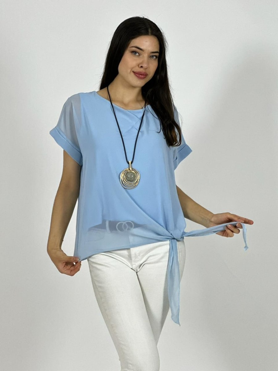 Blusa con Gaza Forrada Anudada A1-125