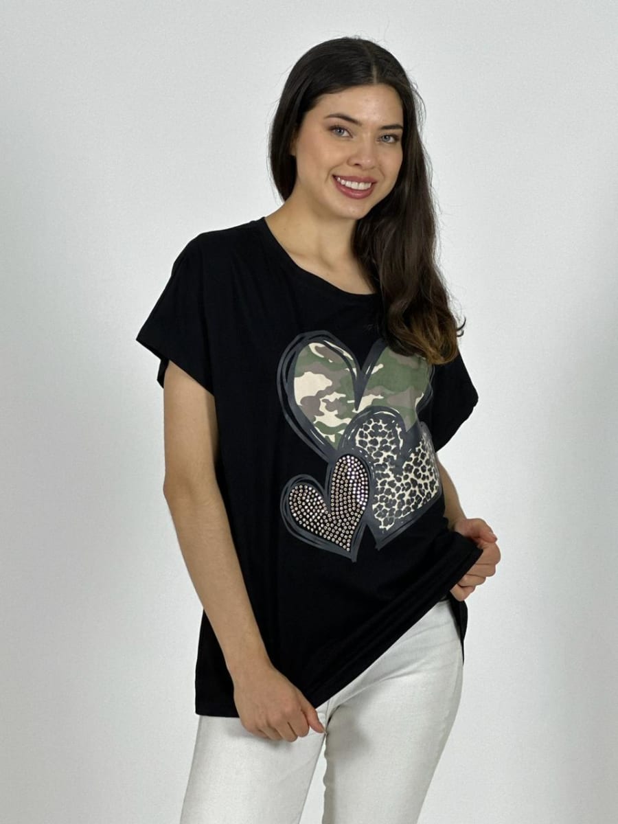 Polera Algodon Casual Triple Corazon A1-234