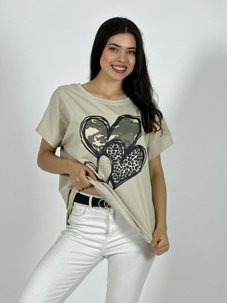 Polera Algodon Casual Triple Corazon A1-237