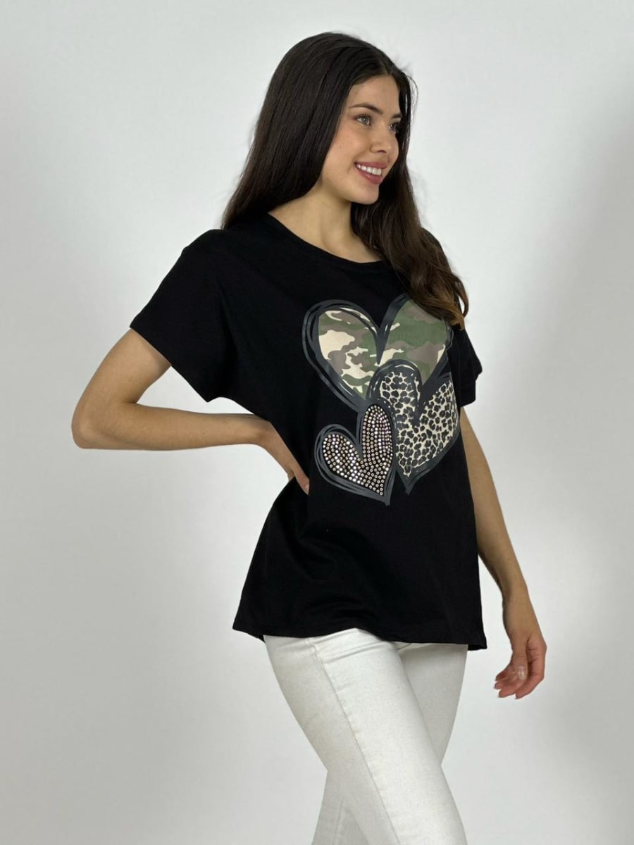 Polera Algodon Casual Triple Corazon A1-235