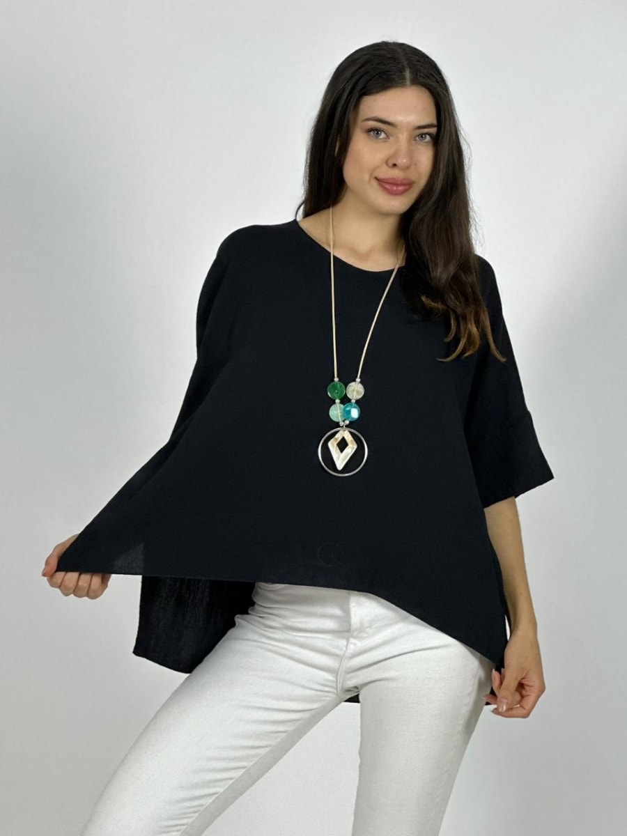 Polera Lino Italiana con Collar A1-82