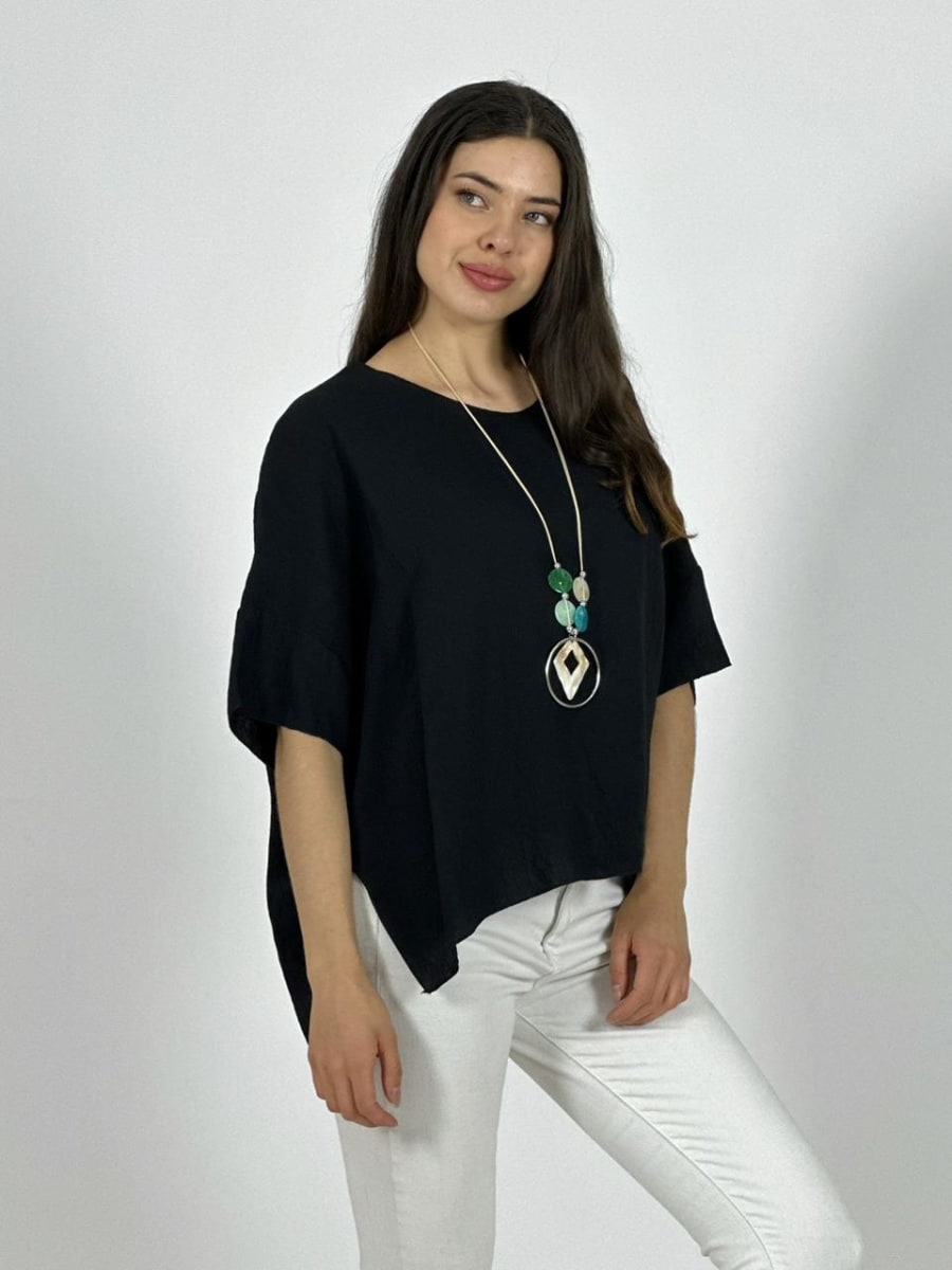 Polera Lino Italiana con Collar A1-83