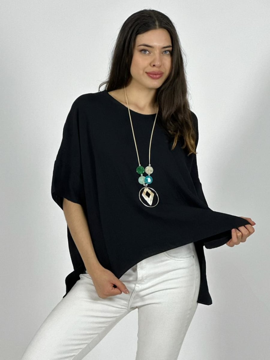 Polera Lino Italiana con Collar A1-81