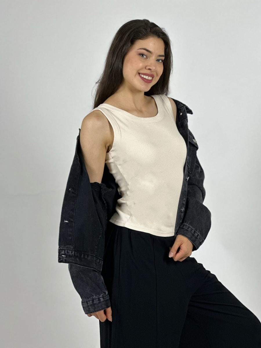 Chaqueta Mezclilla Dorso Estampado con Letras A1-24