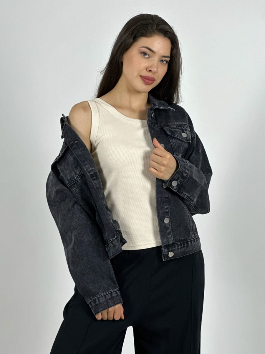 Chaqueta Mezclilla Dorso Estampado con Letras A1-22