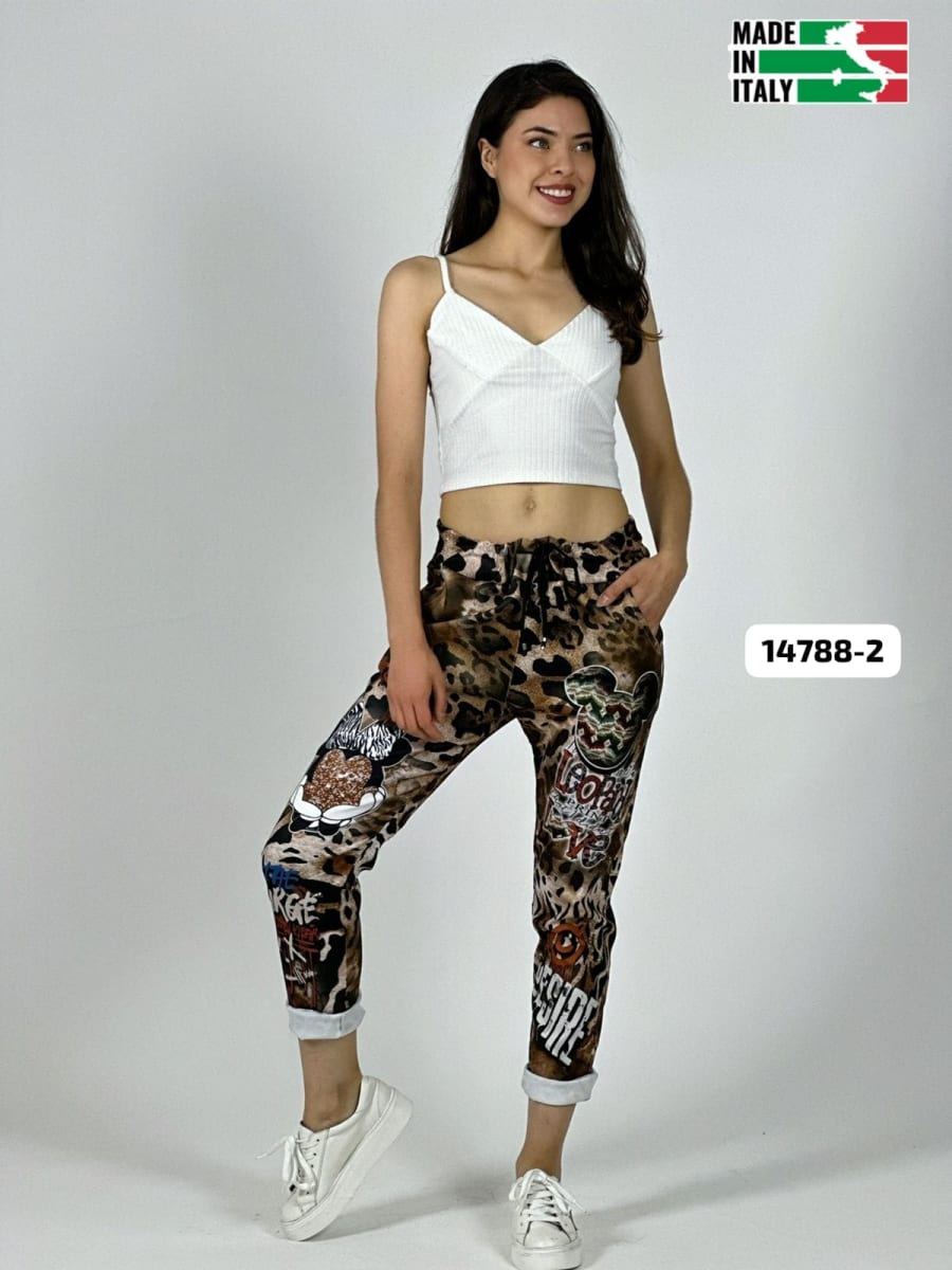 Jogger Italiano Viscosa Print MICKEY-MINNIE A3-71/741