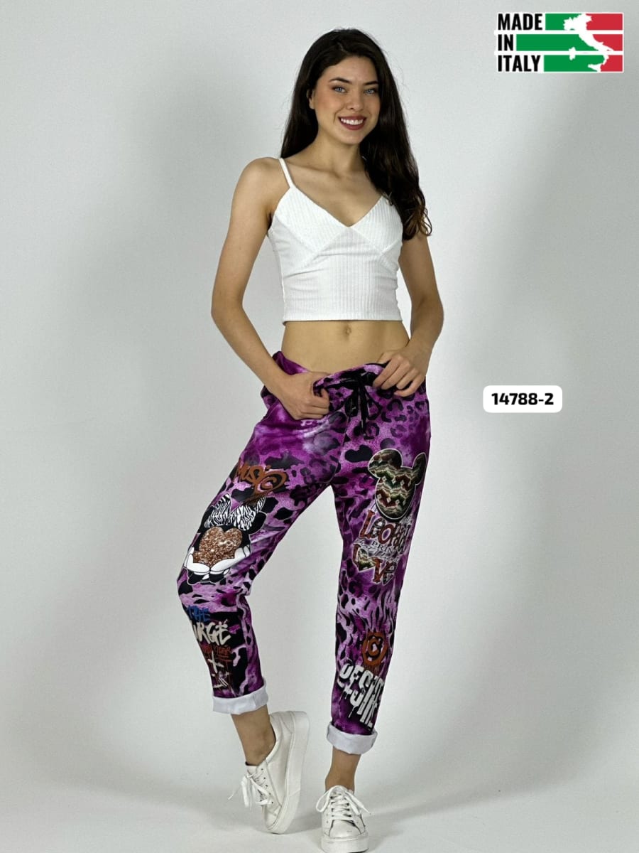 Jogger Italiano Viscosa Print MICKEY-MINNIE A3-71/747