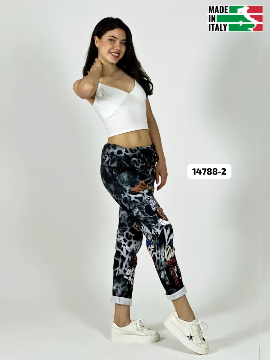 Jogger Italiano Viscosa Print MICKEY-MINNIE A3-71/7417