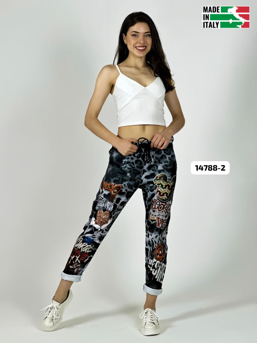 Jogger Italiano Viscosa Print MICKEY-MINNIE A3-71/7418