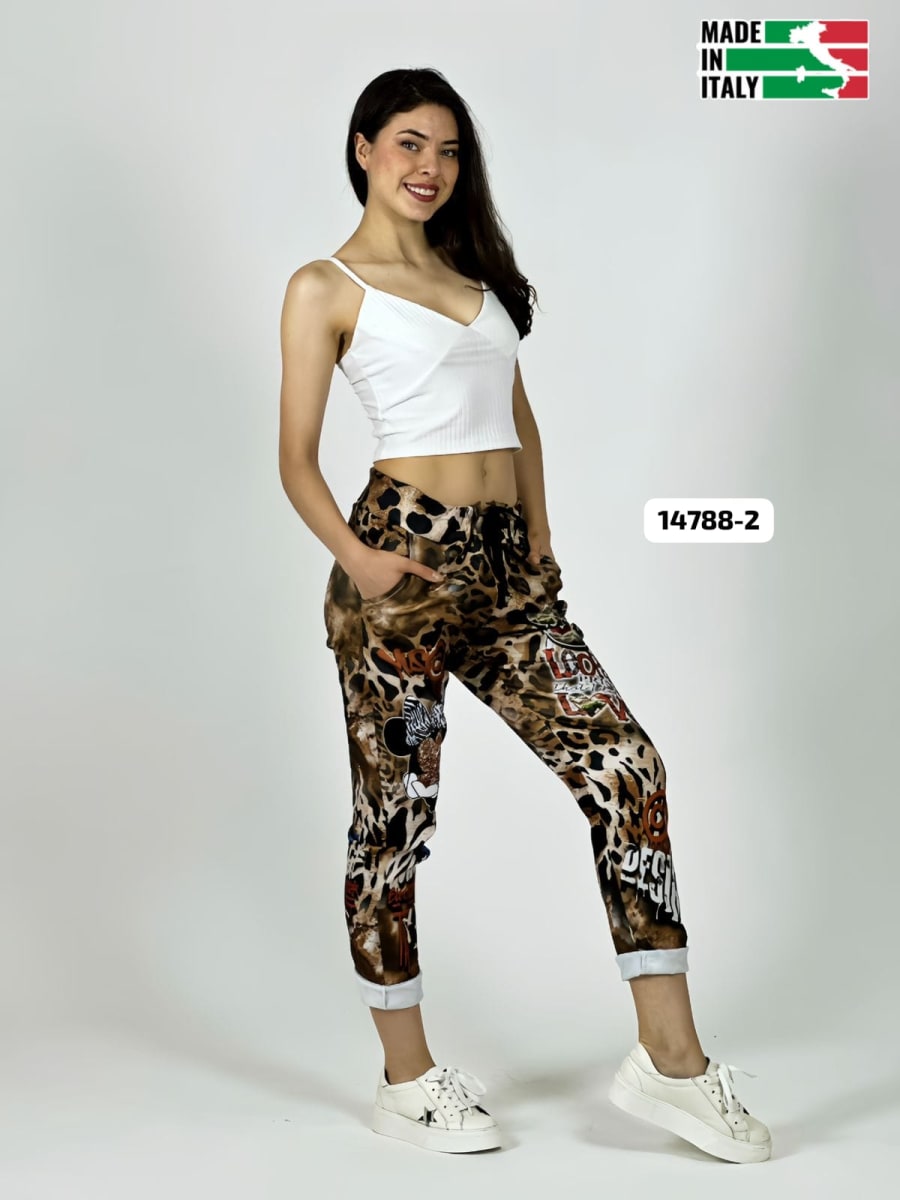 Jogger Italiano Viscosa Print MICKEY-MINNIE A3-71/7421