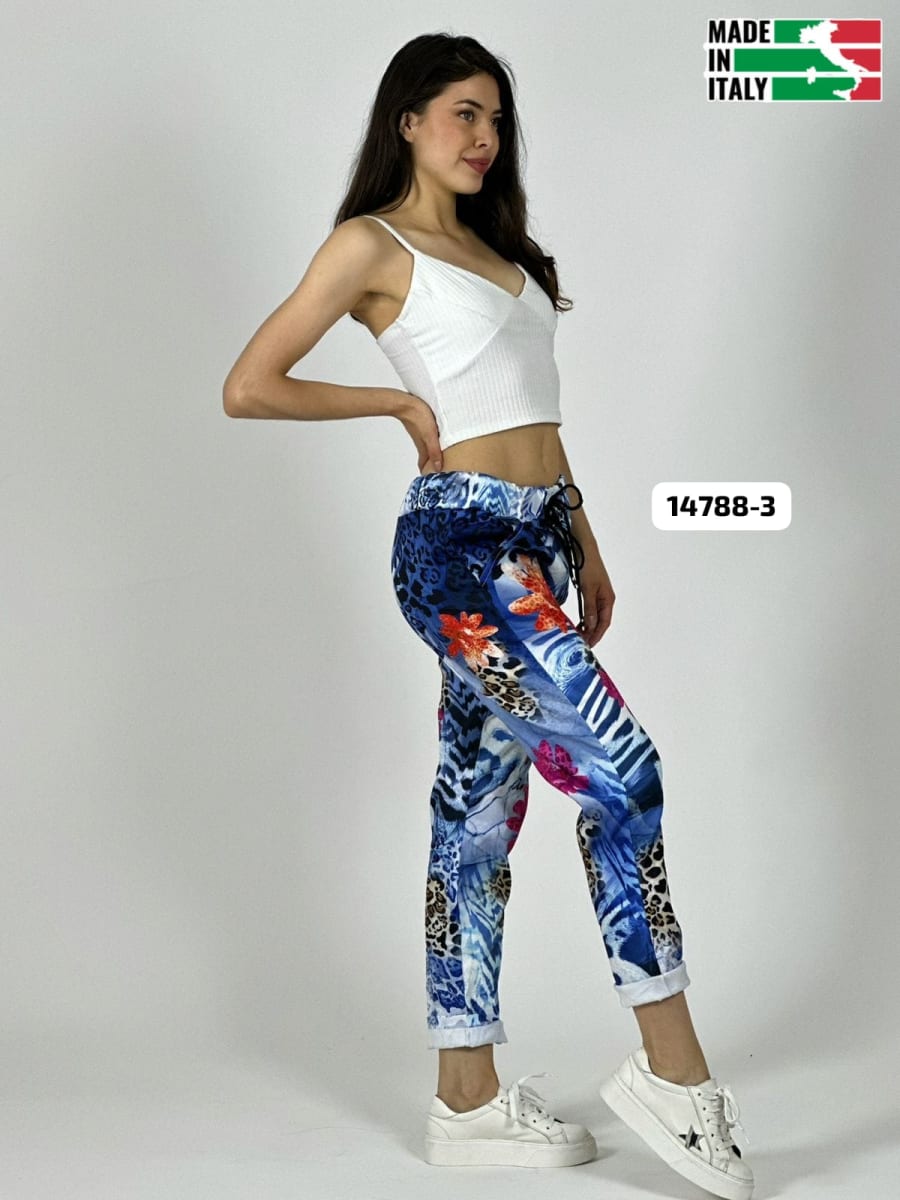 Jogger Italiano Viscosa Flores y Print A1-33
