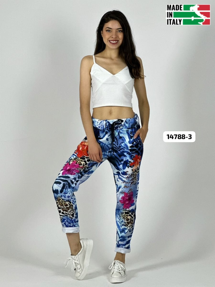 Jogger Italiano Viscosa Flores y Print A1-31